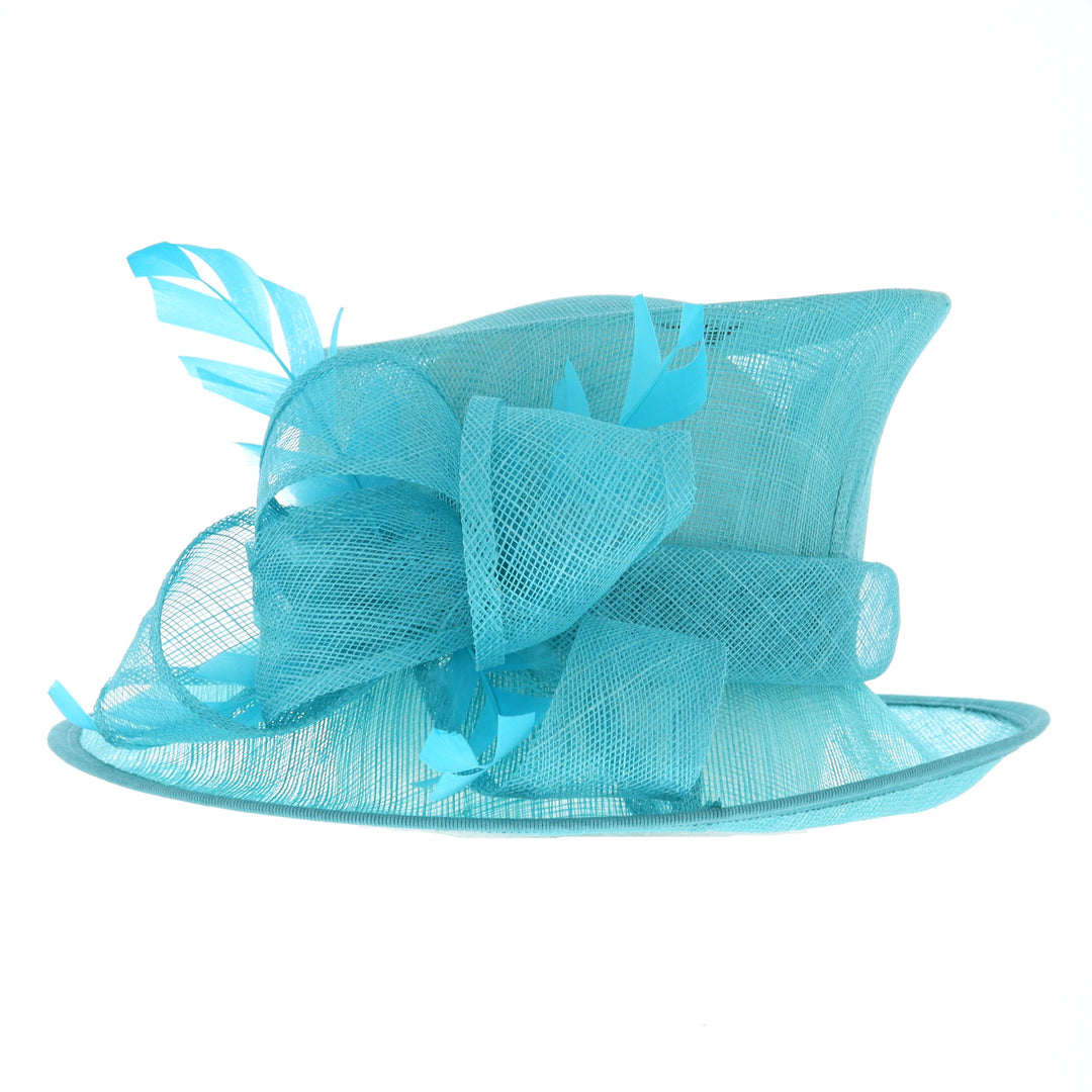 Turquoise Small Brim Victoria Sinamay Hat, from Elegance by Boardmans