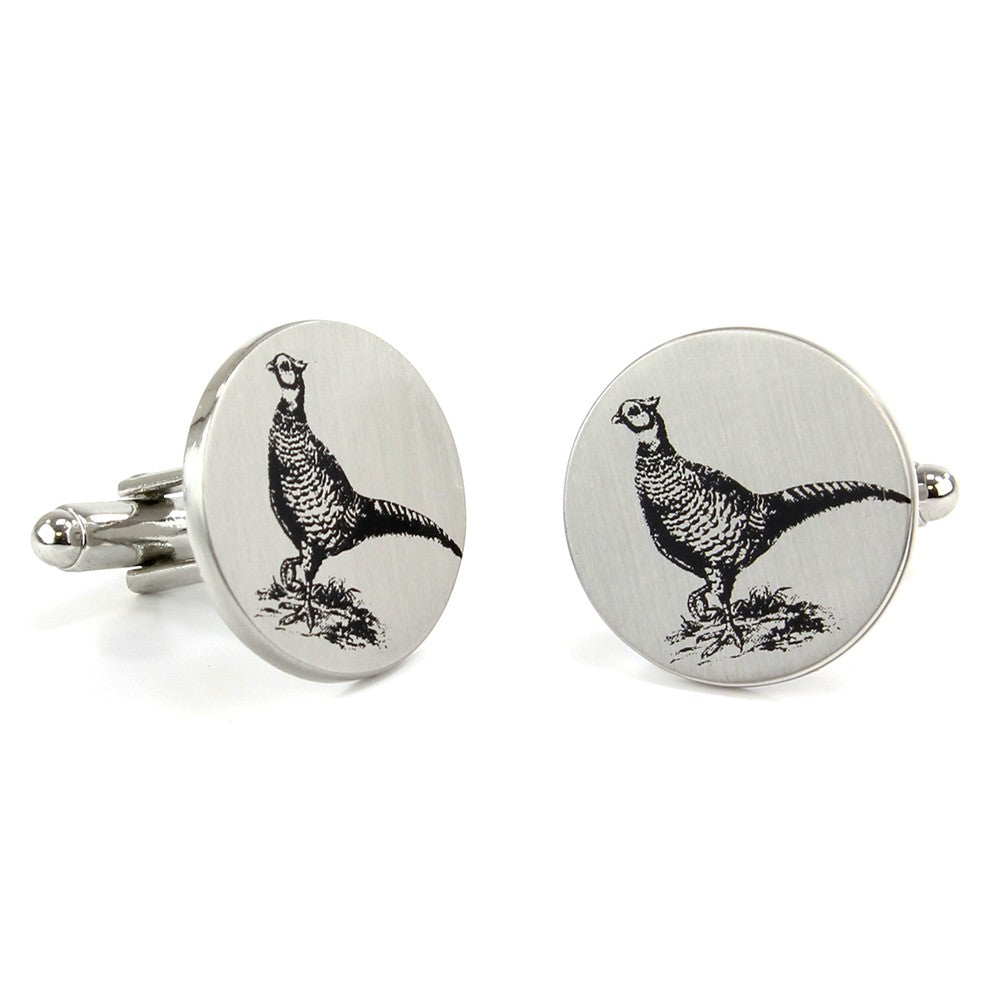 Pheasant Printed Round Cufflinks