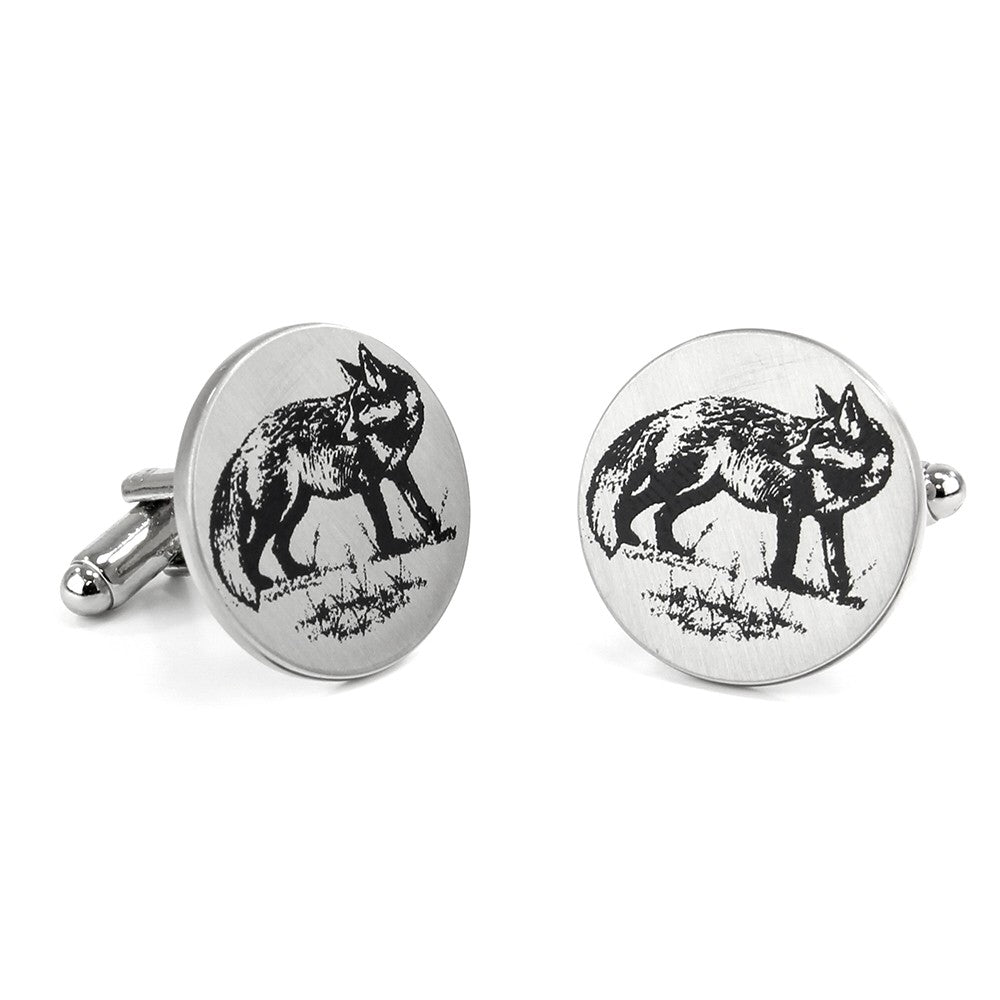Fox Printed Round Cufflinks