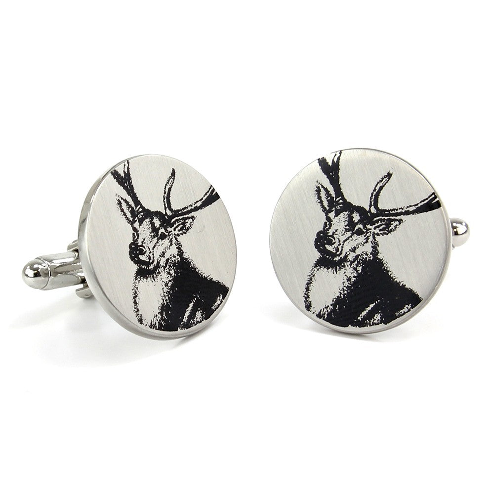 Stag Printed Round Cufflinks