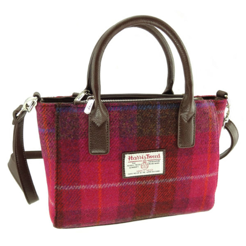 Glen Appin Harris Tweed Brora Tote Handbag Pink