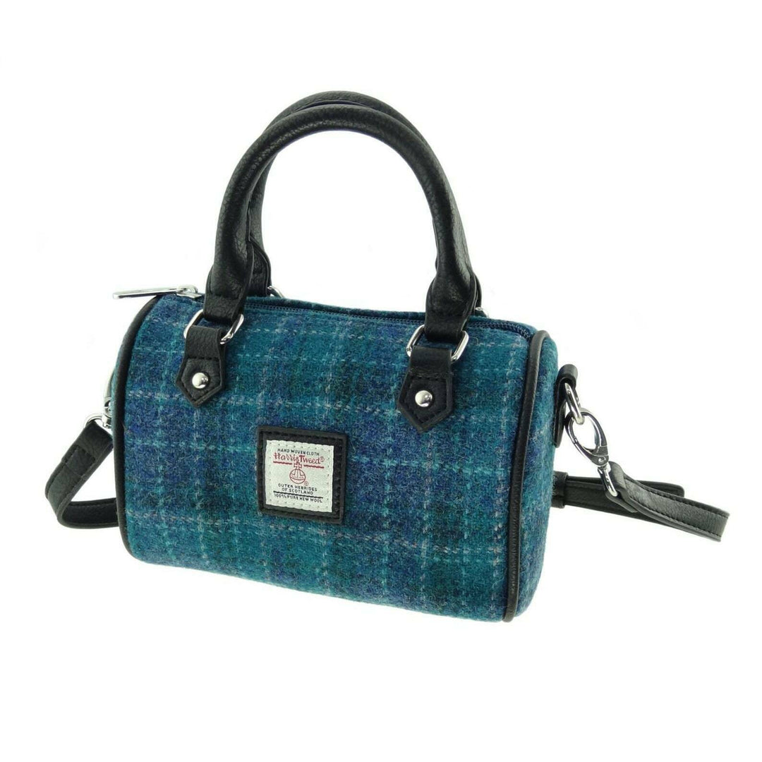 Glen Appin Harris Tweed Kilbride Mini Bowling Bag Sea Blue
