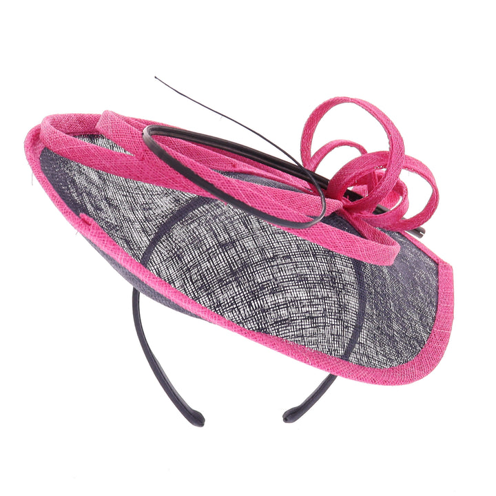 Navy/Pink Small Headband Fascinator (027)