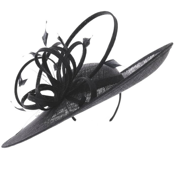 Black Large 47cm Disc Headband Fascinator from Maddox (034)