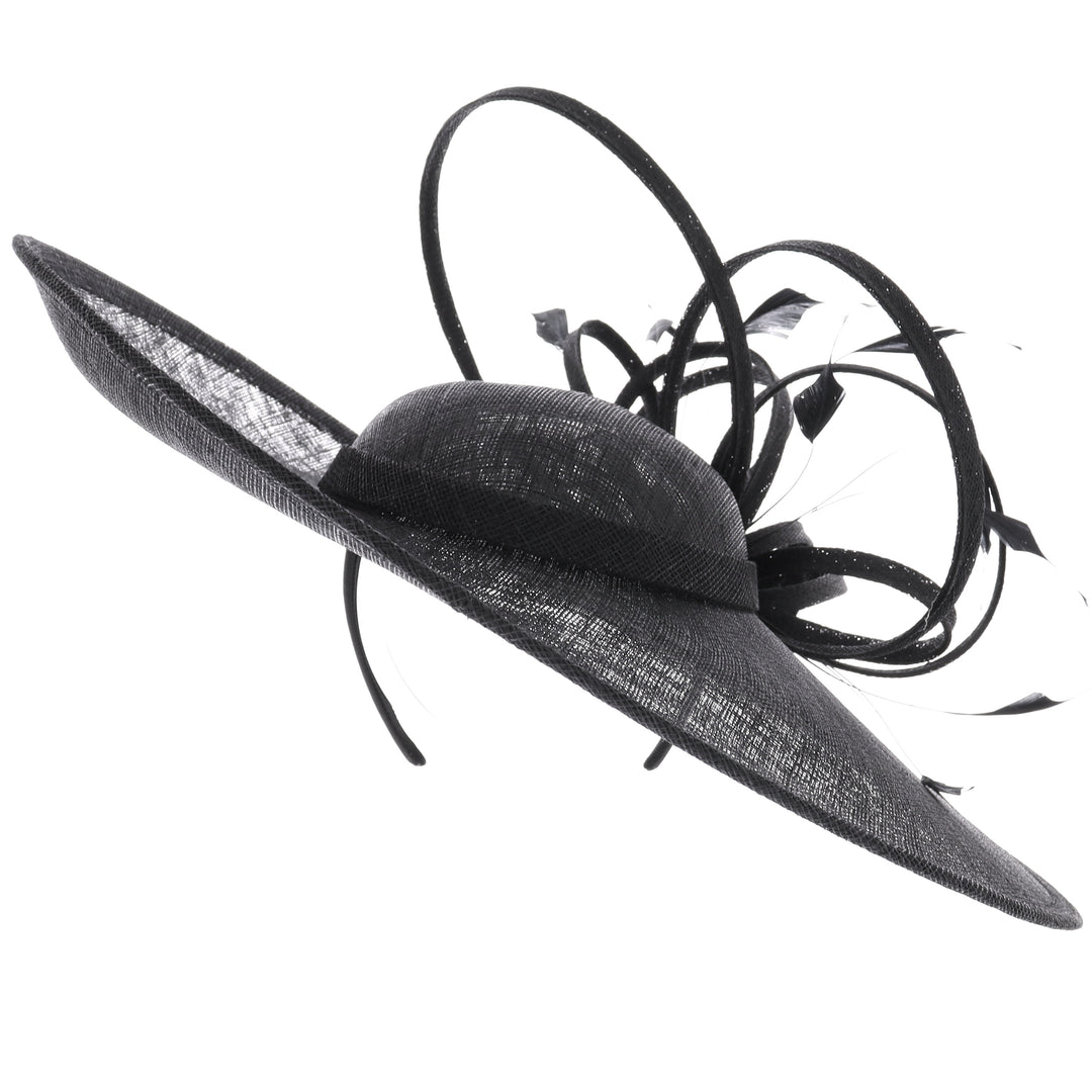 Black Large 47cm Disc Headband Fascinator from Maddox (034)