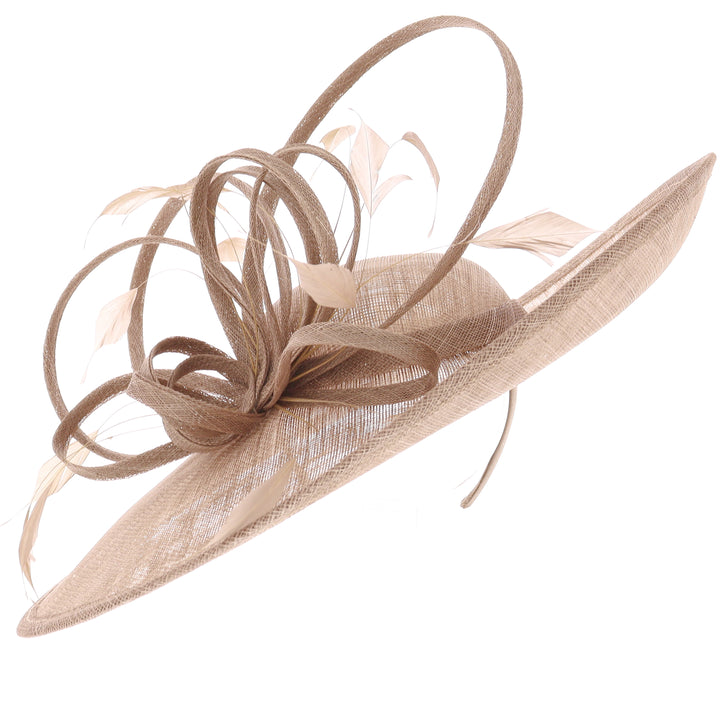 Coffee Large 47cm Disc Headband Fascinator from Maddox (034)