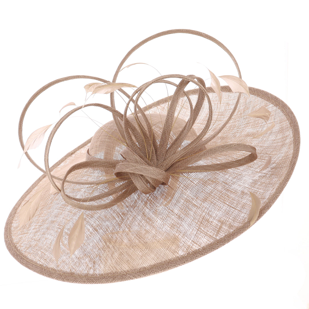 Coffee Large 47cm Disc Headband Fascinator from Maddox (034)