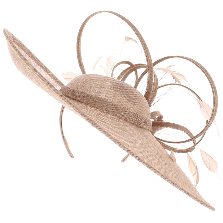 Coffee Large 47cm Disc Headband Fascinator from Maddox (034)