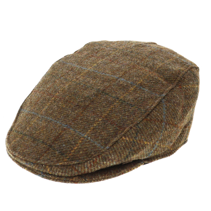 Dents Fonthill Wool Check Flat Cap - Chestnut