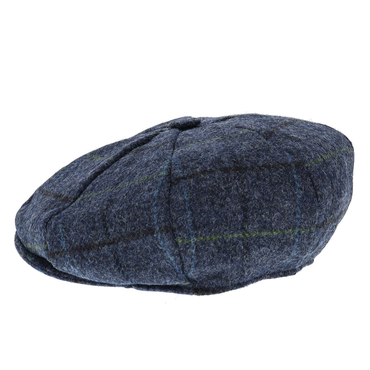 Dents Wool Check Bakerboy Cap - Blue