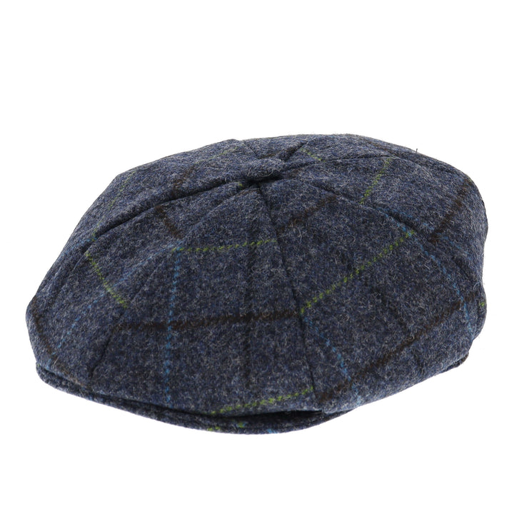Dents Wool Check Bakerboy Cap - Blue