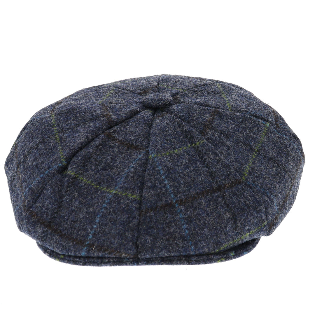 Dents Wool Check Bakerboy Cap - Blue