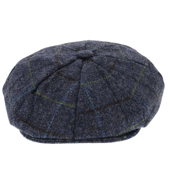 Dents Wool Check Bakerboy Cap - Blue