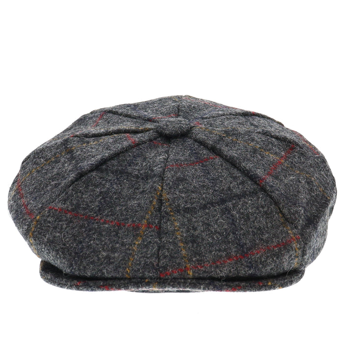 Dents Wool Check Bakerboy Cap - Charcoal