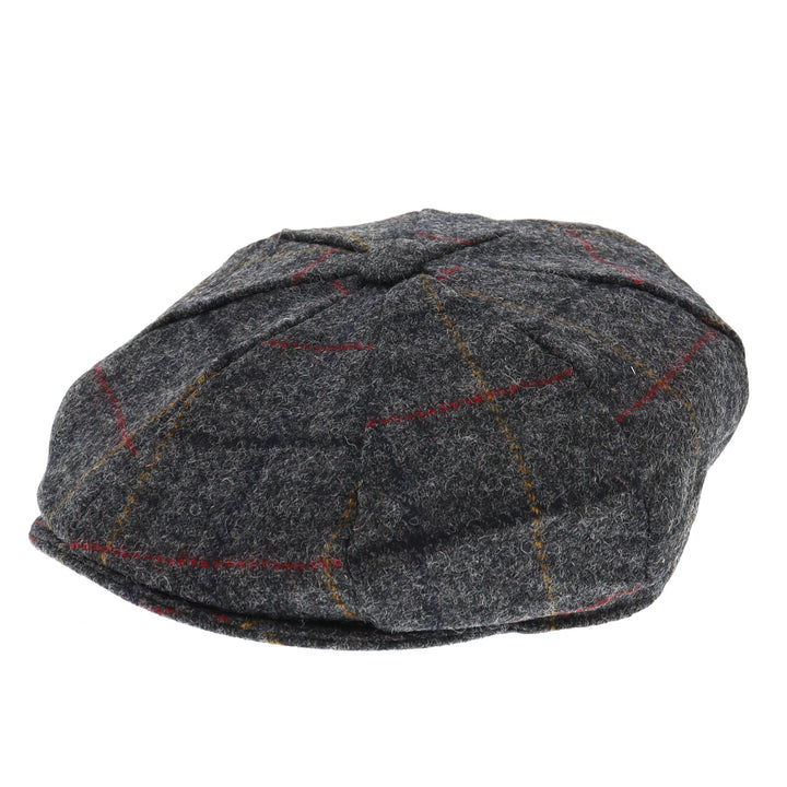Dents Wool Check Bakerboy Cap - Charcoal