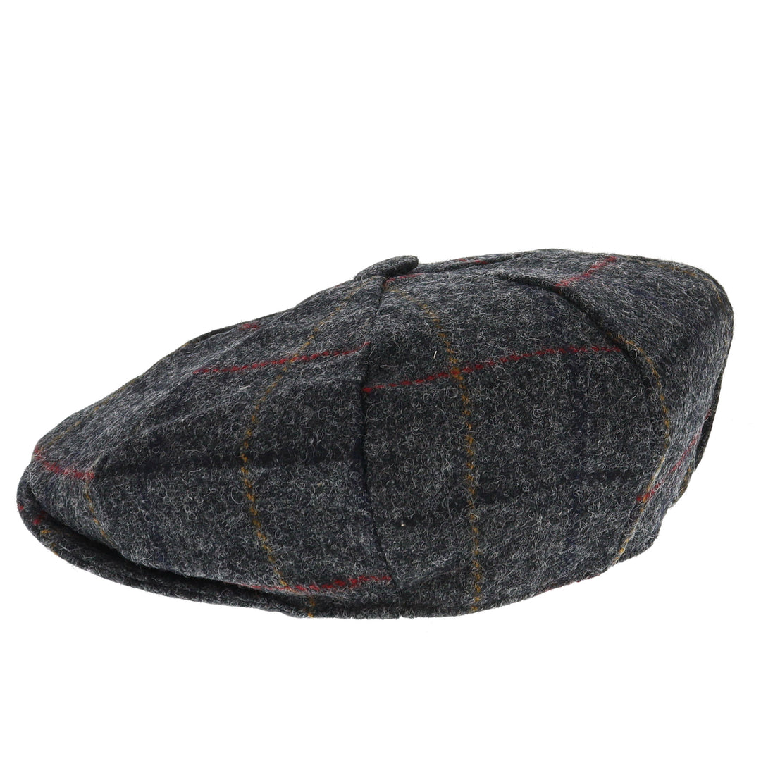 Dents Wool Check Bakerboy Cap - Charcoal