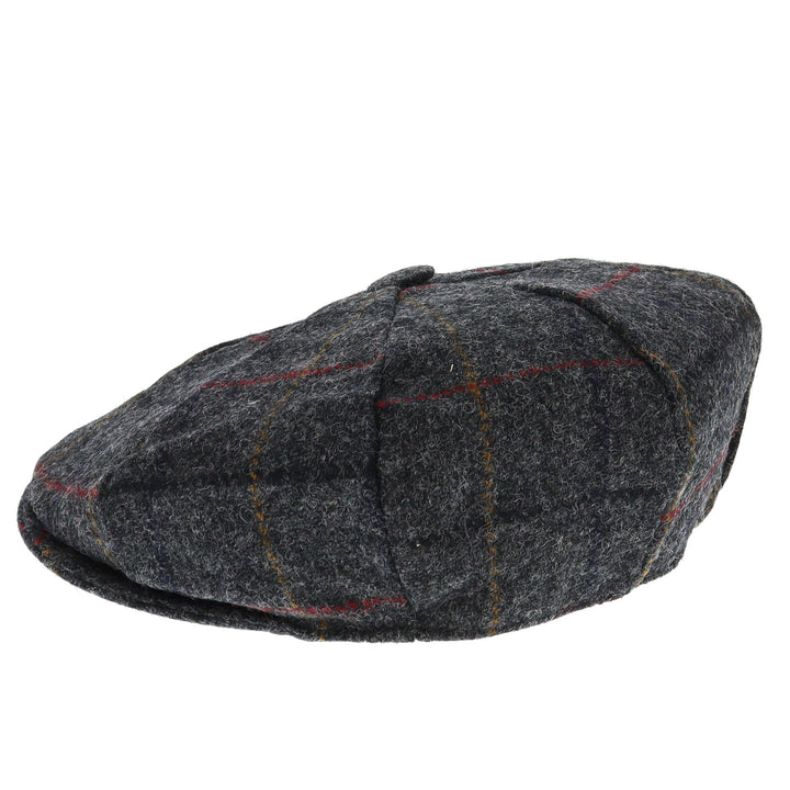 Dents Wool Check Bakerboy Cap - Charcoal