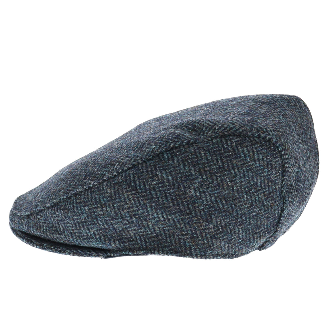 Dents Wool Herringbone Flat Cap - Navy