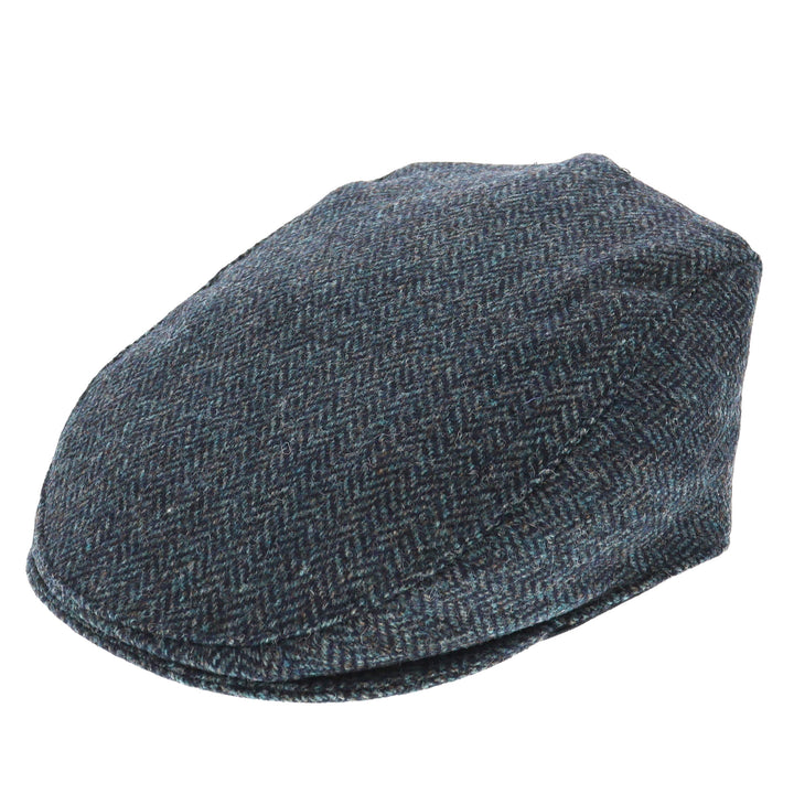 Dents Wool Herringbone Flat Cap - Navy