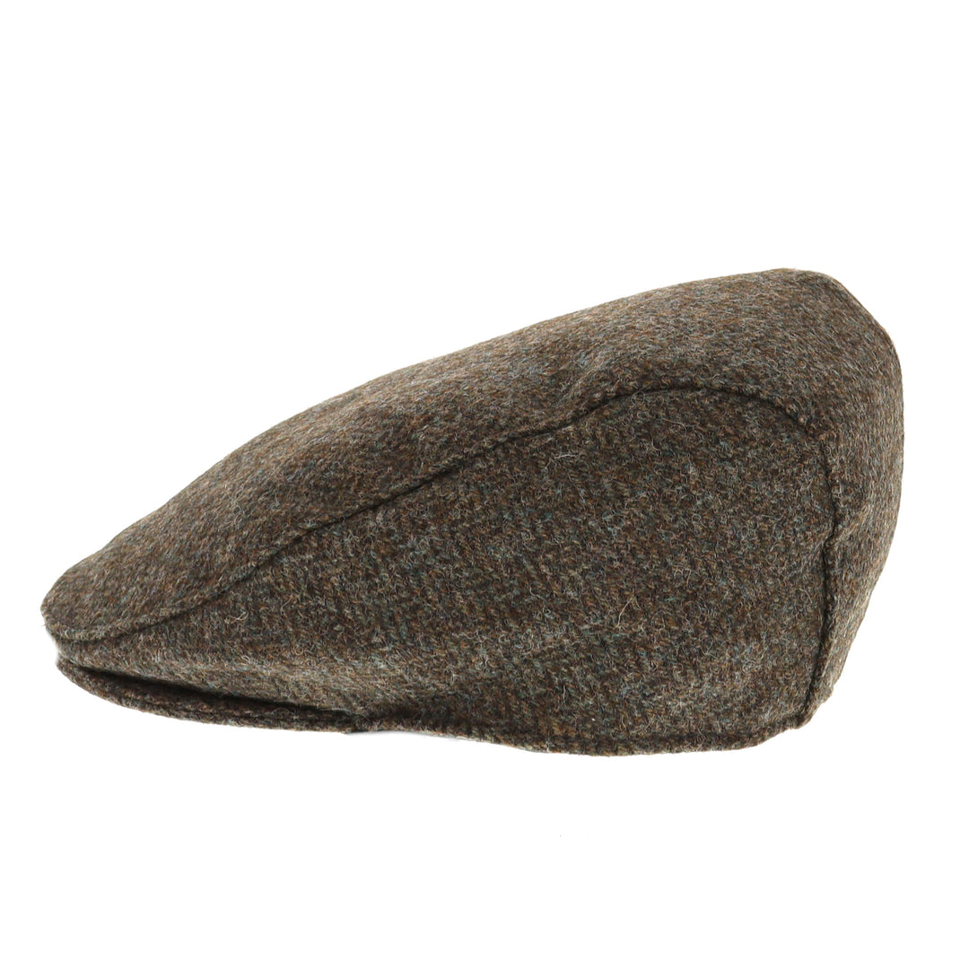 Dents Wool Herringbone Flat Cap - Pewter
