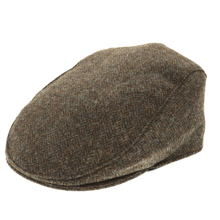 Dents Wool Herringbone Flat Cap - Pewter