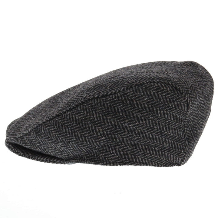 Dents Thirlmere Herringbone Flat Cap - Charcoal