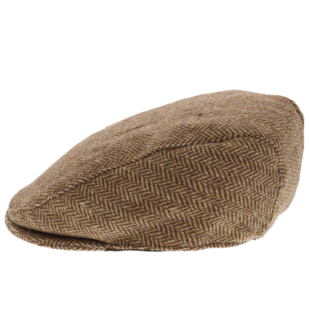 Dents Thirlmere Herringbone Flat Cap - Chocolate