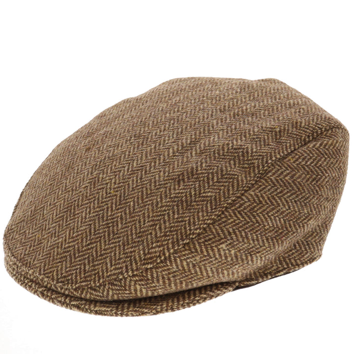 Dents Thirlmere Herringbone Flat Cap - Chocolate