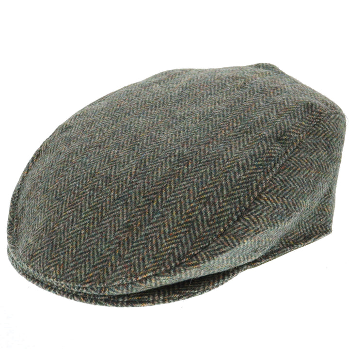 Dents Thirlmere Herringbone Flat Cap - Olive