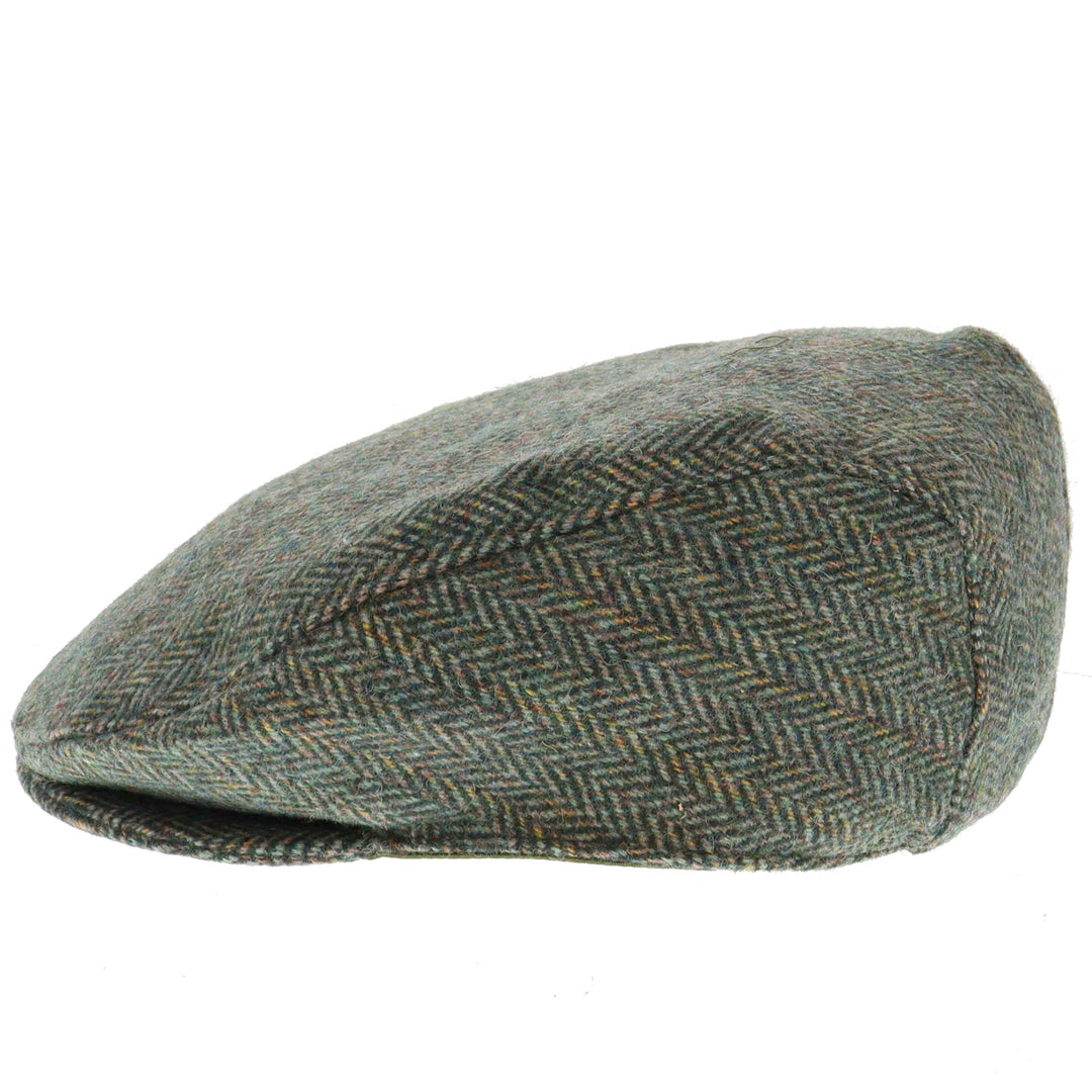 Dents Thirlmere Herringbone Flat Cap - Olive