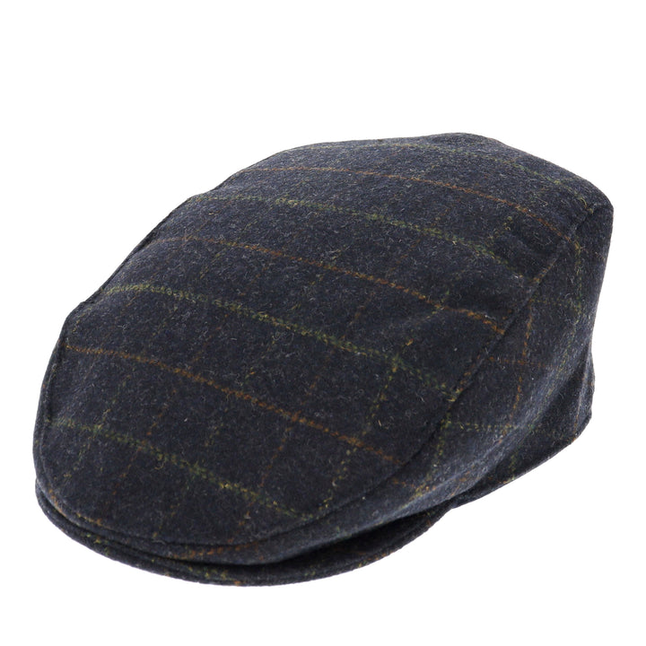 Dents Colliford Check Flat Cap - Navy