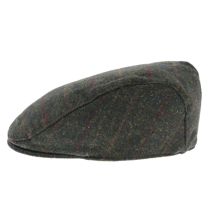 Dents Colliford Check Flat Cap - Olive
