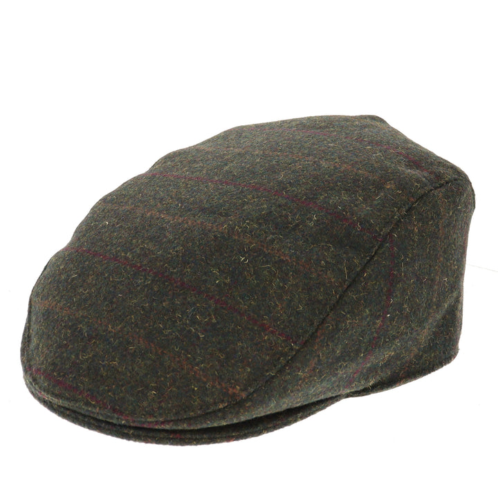 Dents Colliford Check Flat Cap - Olive