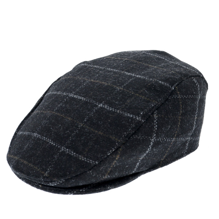 Dents Colliford Check Flat Cap - Charcoal