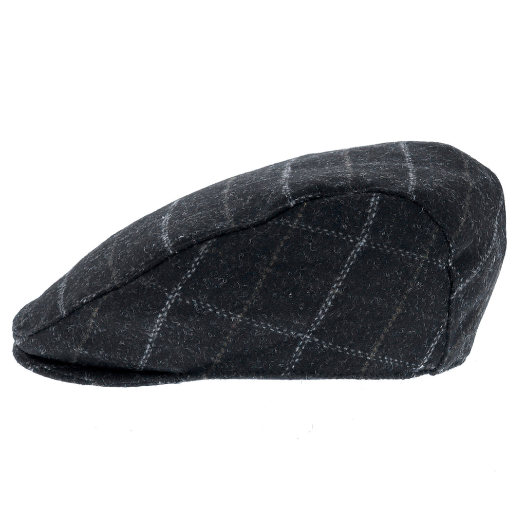 Dents Colliford Check Flat Cap - Charcoal