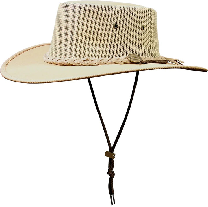 Barmah Canvas Drover Airflow Hat In Beige