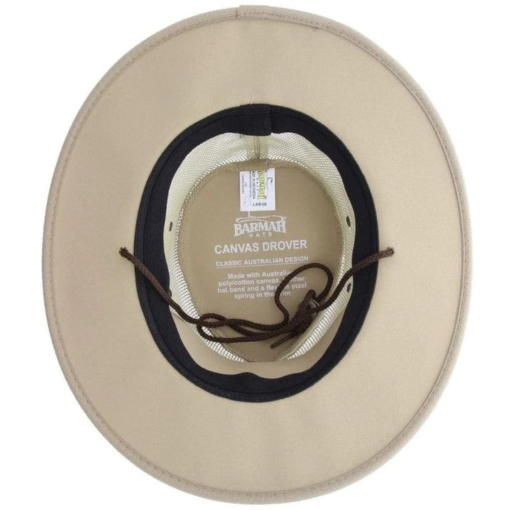 Barmah Canvas Drover Airflow Hat In Beige