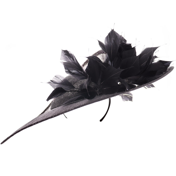 Black Large 50cm Disc Headband Fascinator (107)
