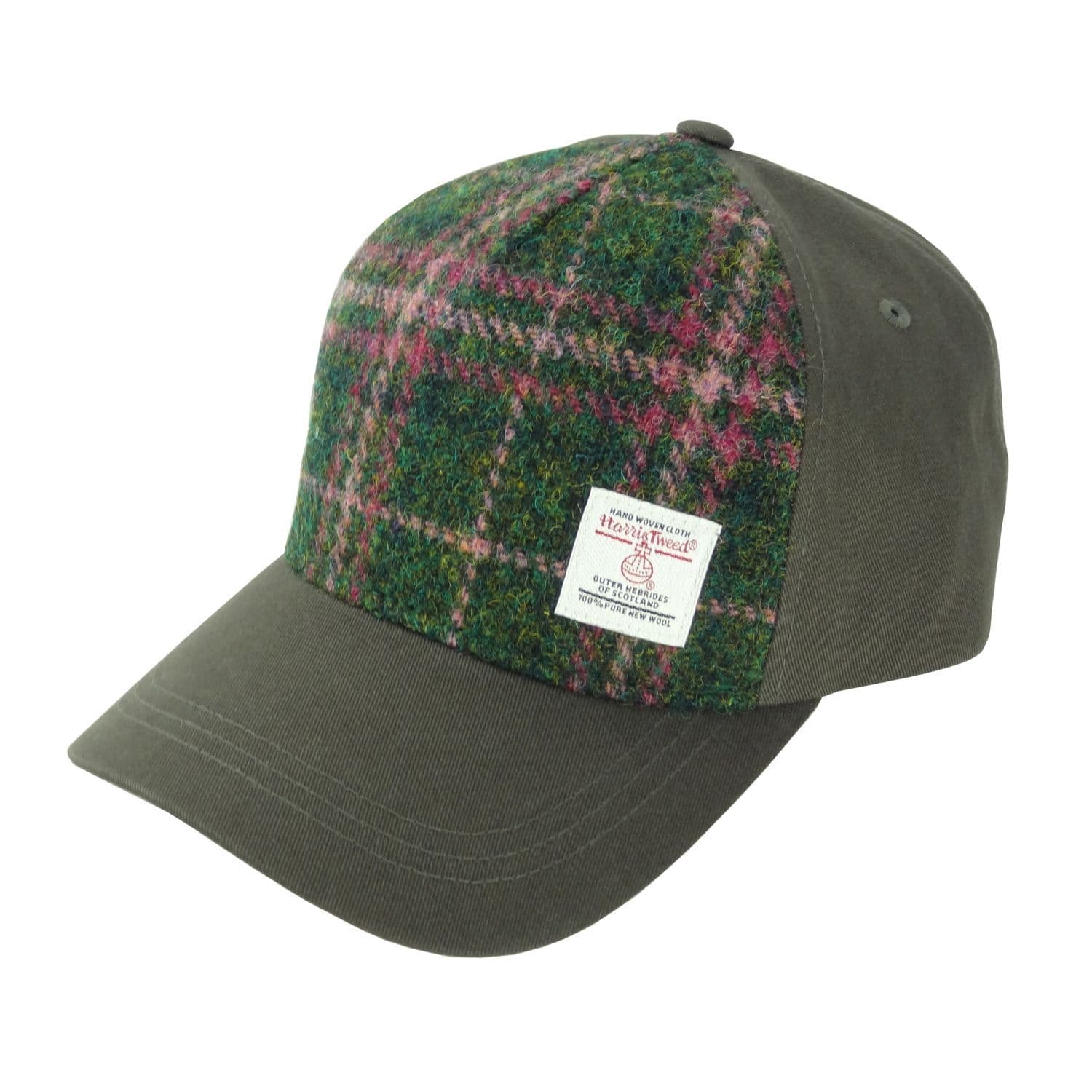 Glen Appin Harris Tweed Front Baseball Cap Green/Plum – The Hat Company