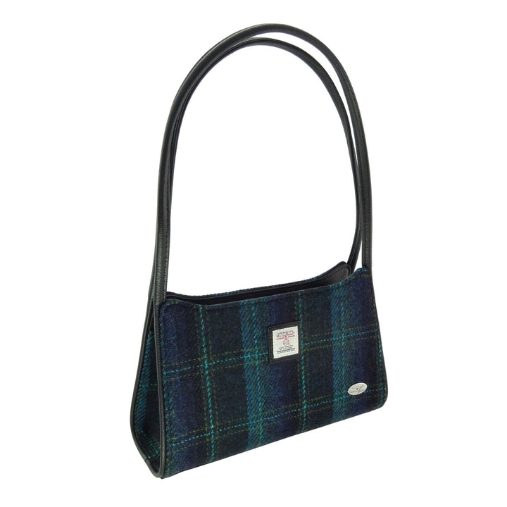 Glen Appin Harris Tweed Fiddich Shoulder Handbag Turquoise Check