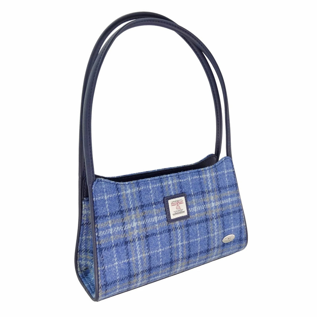 Glen Appin Harris Tweed Fiddich Shoulder Handbag Blue Check