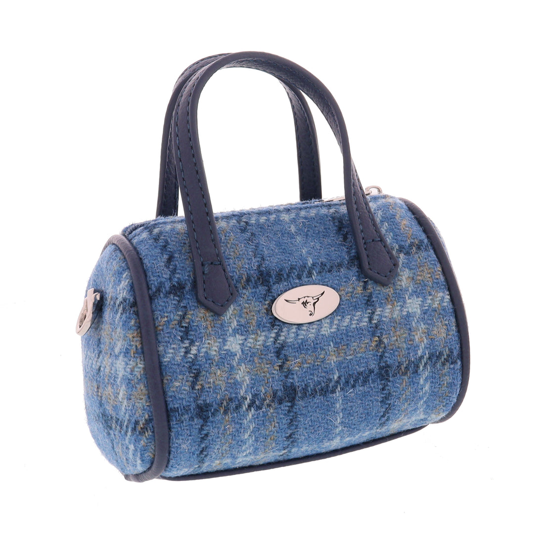 Glen Appin Harris Tweed Lossie Tiny Bowling Bag Blue Check