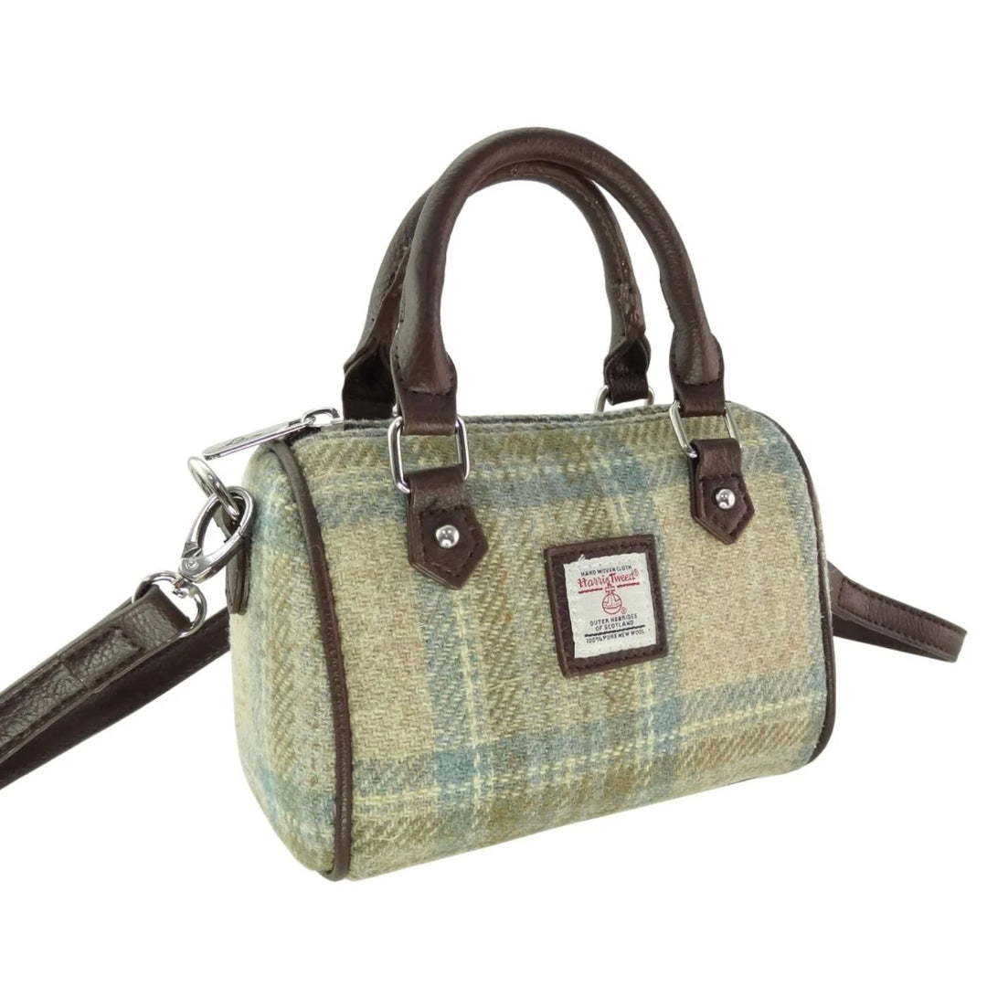 Glen Appin Harris Tweed Kilbride Mini Bowling Bag Beige Stewart