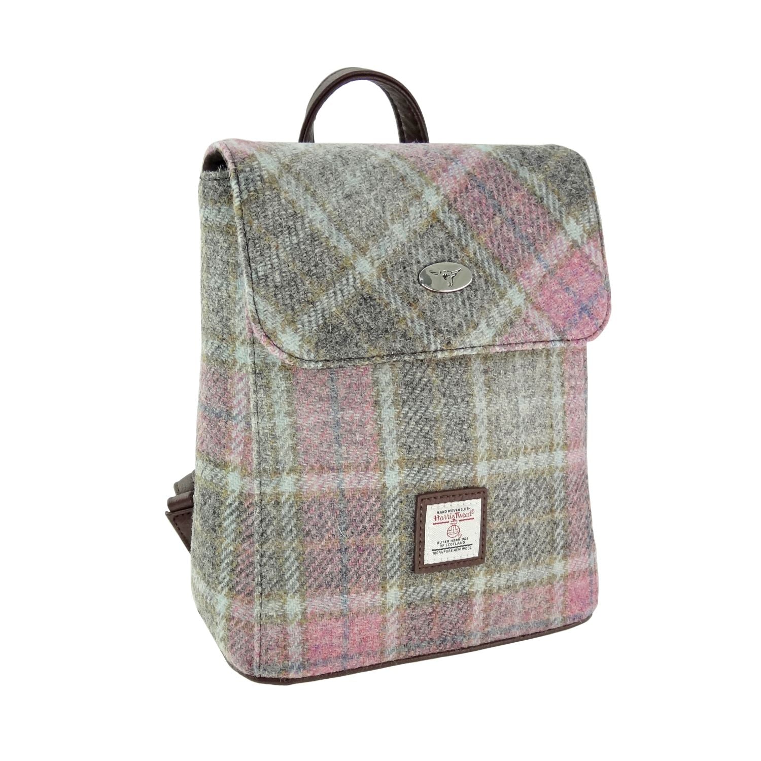 Glen Appin Harris Tweed Keltie Tall Mini Tote Bag in Green Stewart