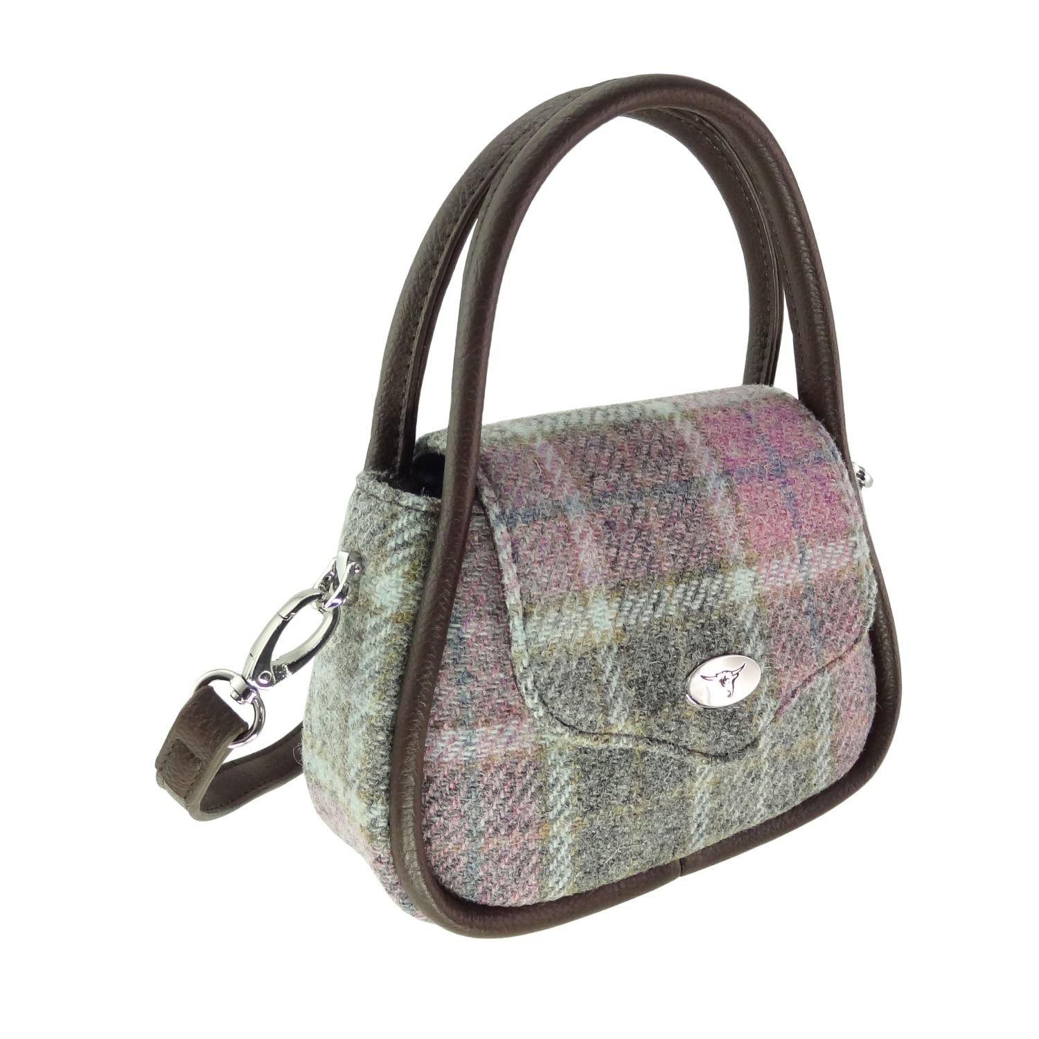Borsa Piccola Glen Appin In Harris Tweed Originale Blu/turchese – Portamonete Con Scomparti, Finiture In PU, Fatta A Mano In Scozia - 2