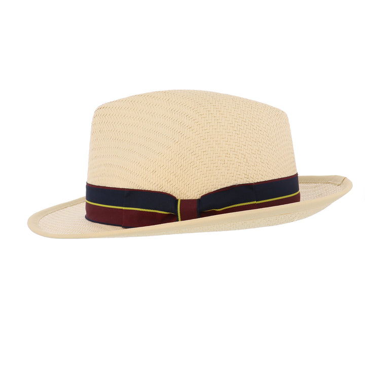 Men's Summer Straw Fedora with Stripe Band