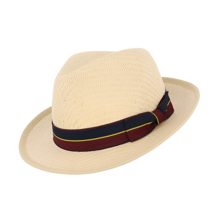 Men's Summer Straw Fedora with Stripe Band