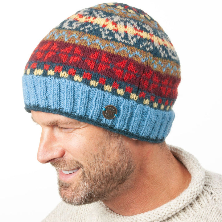 Fair Isle Beanie Hat - Sky