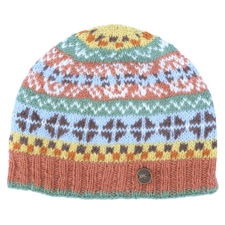 Fair Isle Beanie Hat - Coral