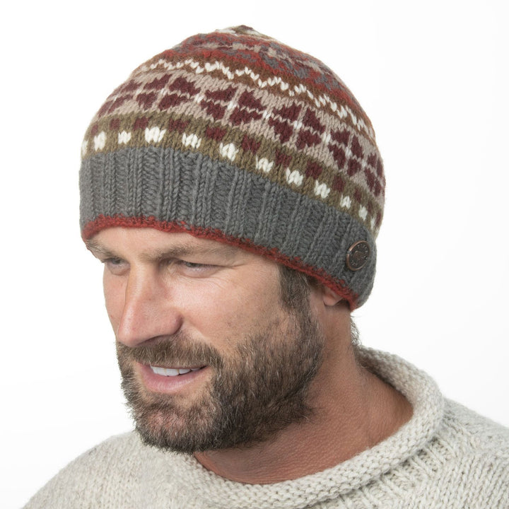 Fair Isle Beanie Hat - Earth